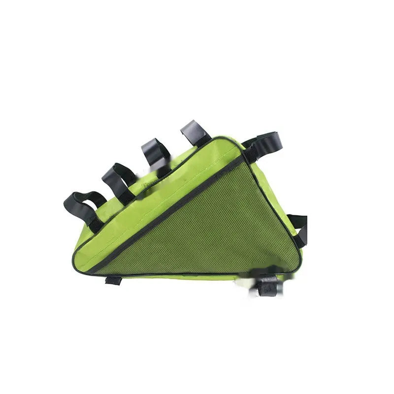 Black Oxford cloth electric bike battery pannier bag, 39x34x26x8cm, for triangle battery and sundries storage.