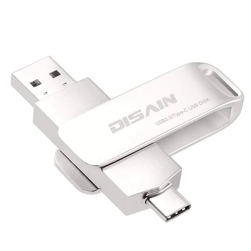 New Typec metal rotating USB 3.0 flash drive in Pearl Nickel with USB-C connector