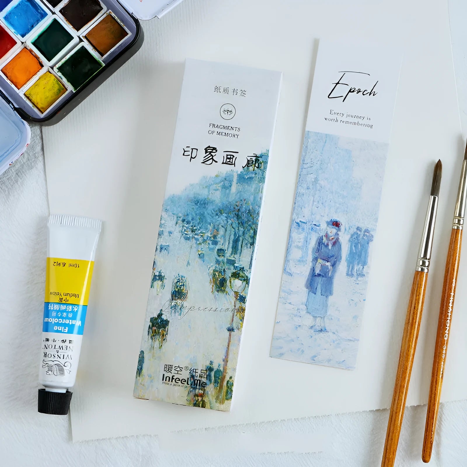 Student Creative Art Bookmark 350g thick white cardboard 40x150mm with Fruit and Flower design