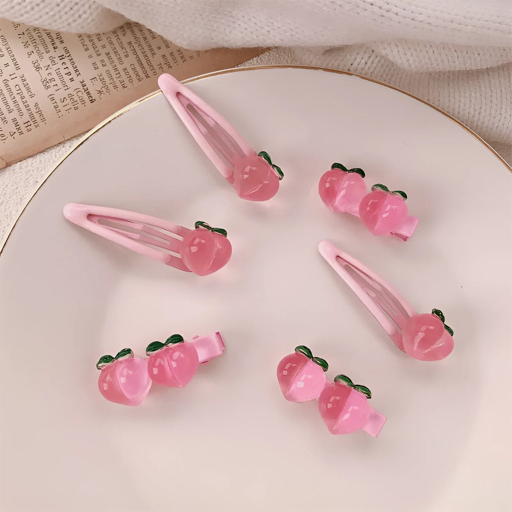Peach transparent pink plastic hair clip duckbill and BB clip styles for girls