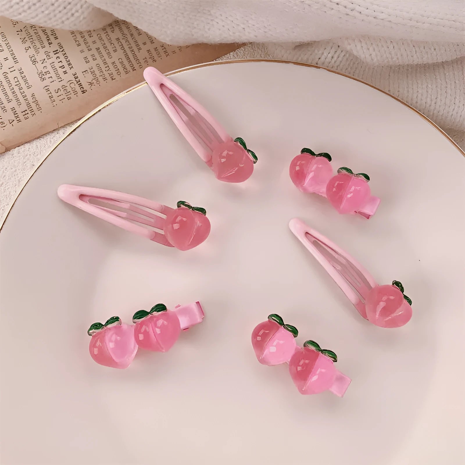 Peach transparent pink plastic hair clip duckbill and BB clip styles for girls