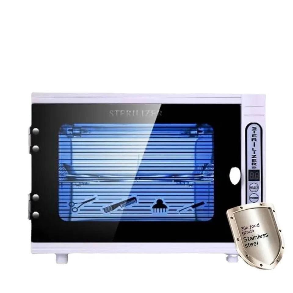 Small silver UV sterilizer machine for beauty salon tool sanitation