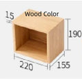 Solid White Oak wall shelf with three lattice grids in walnut colour, mounted on a bedroom wall