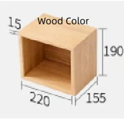 Solid White Oak wall shelf with three lattice grids in walnut colour, mounted on a bedroom wall