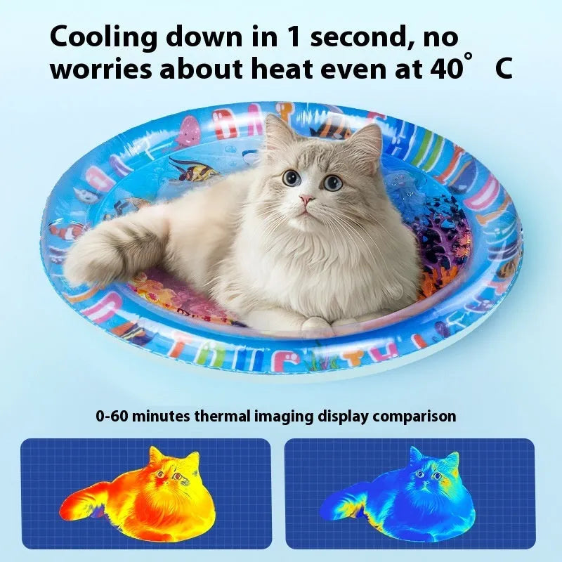 65cm dolphin style PVC inflatable pet water cooling bed for dogs and cats