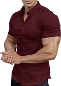 Men's short sleeve printed casual shirt with cardigan collar in multiple colour options