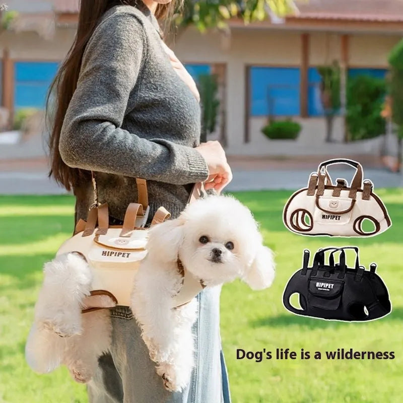 Genuine leather crossbody pet handbag carrier for small dogs and cats in Lomi Brown colour