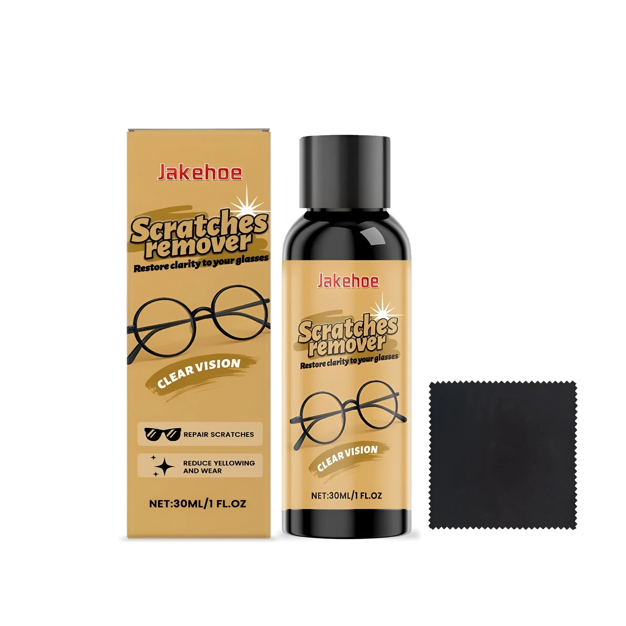 30ml glasses scratch remover bottle with glasses cloth for plastic and polycarbonate lens restoration