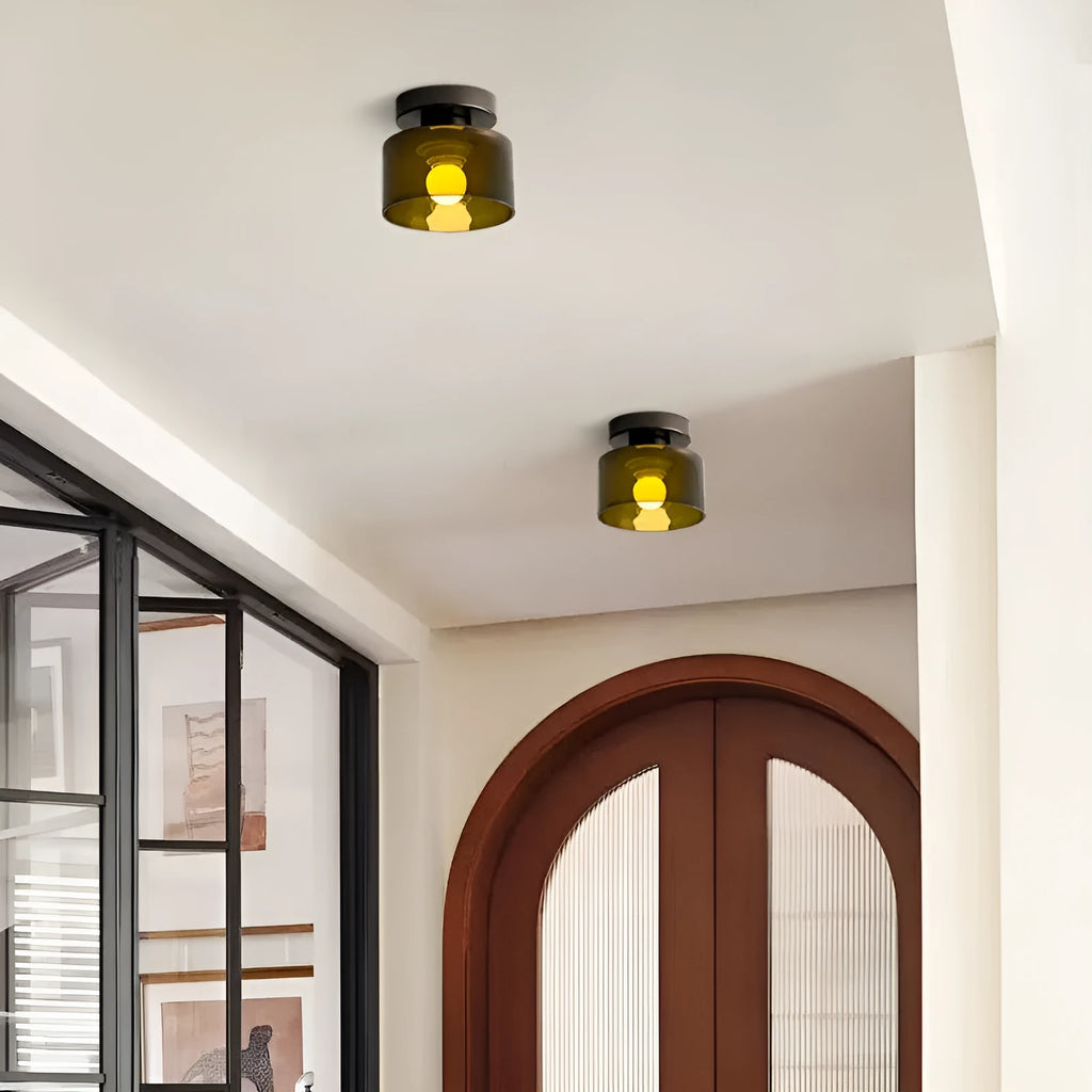 Creative mid-ancient Nordic ceiling lamp with black suction cup and dark green colour option for corridor entrance
