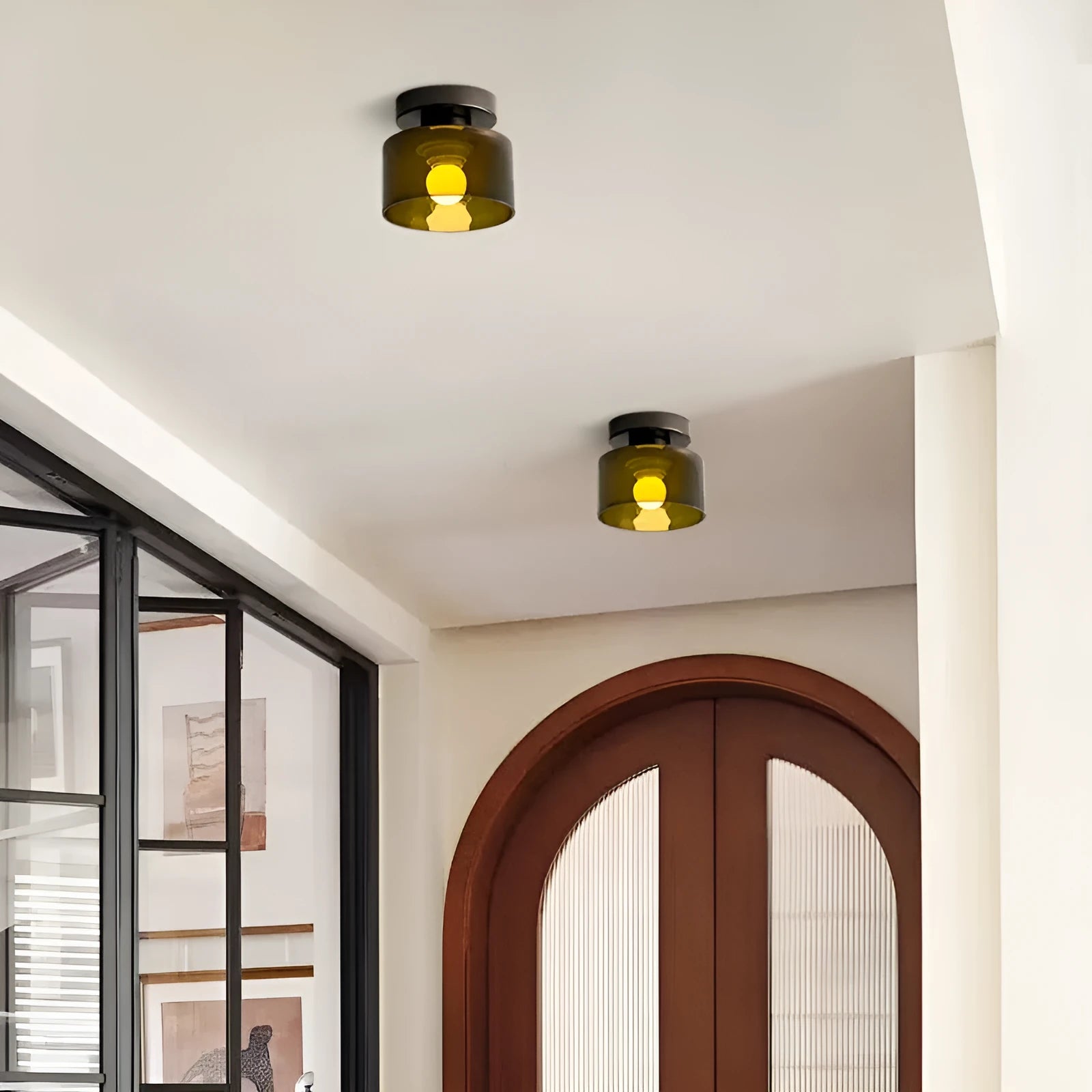 Creative mid-ancient Nordic ceiling lamp with black suction cup and dark green colour option for corridor entrance