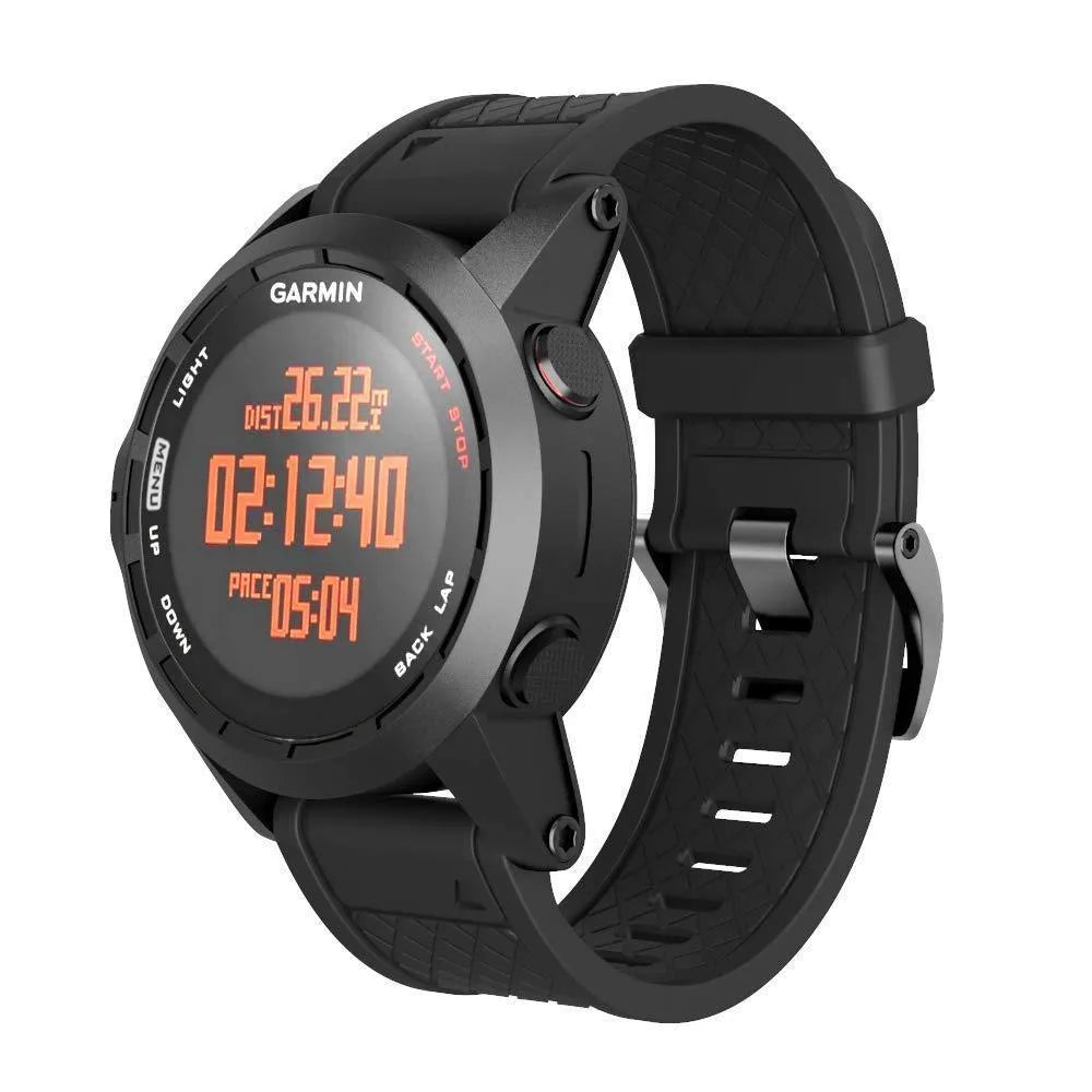 Jiaming compatible 26mm silicone watch strap with black stainless steel buckle in eight colour options.