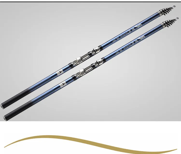 Blue full carbon rock fishing rod for sea fishing, single pole, hard action, six sections