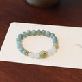 New Chinese style jade bracelet with safety buckle pendant, geometric peace buckle, and lucky bead