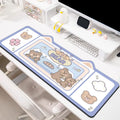 Oversized gaming mouse pad desk mat in solid colours including pink bunny design on natural rubber base