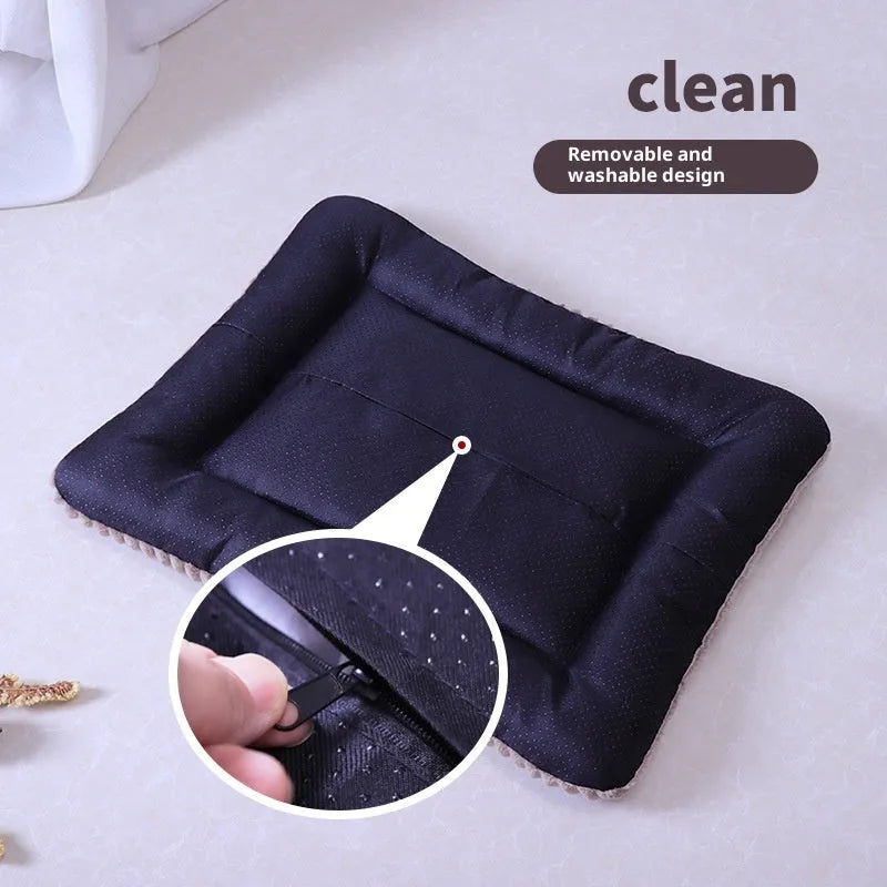 Removable washable cotton dog bed cat bed in silver gray on floor