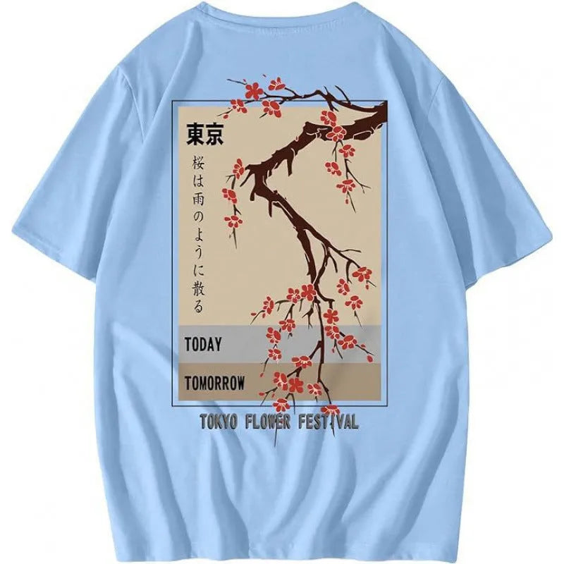 Printed men's street short-sleeved sports t-shirt with digital pattern design