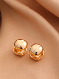 Smooth geometric hollow earrings for women in gold and silver finish alloy metal set