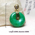 Vacuum electroplated emerald green jade pendant in safety buckle shape on white background
