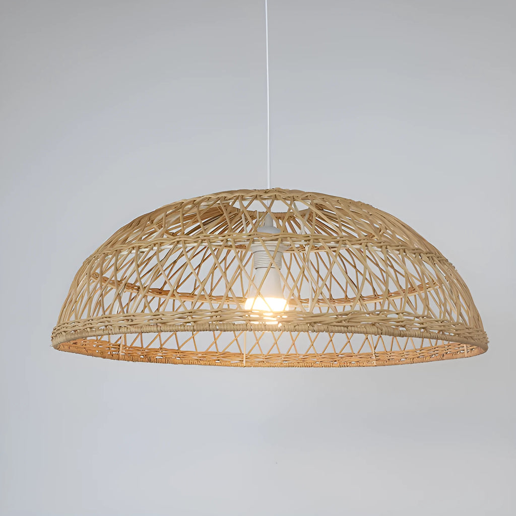 Hand-woven bamboo chandelier lampshade 60cm diameter natural strips ceiling light