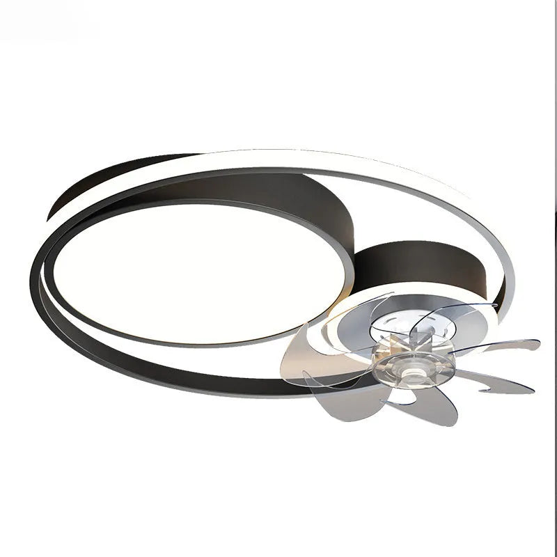 48cm diameter ceiling fan with light in Nordic style, featuring metal blades and an acrylic lampshade.