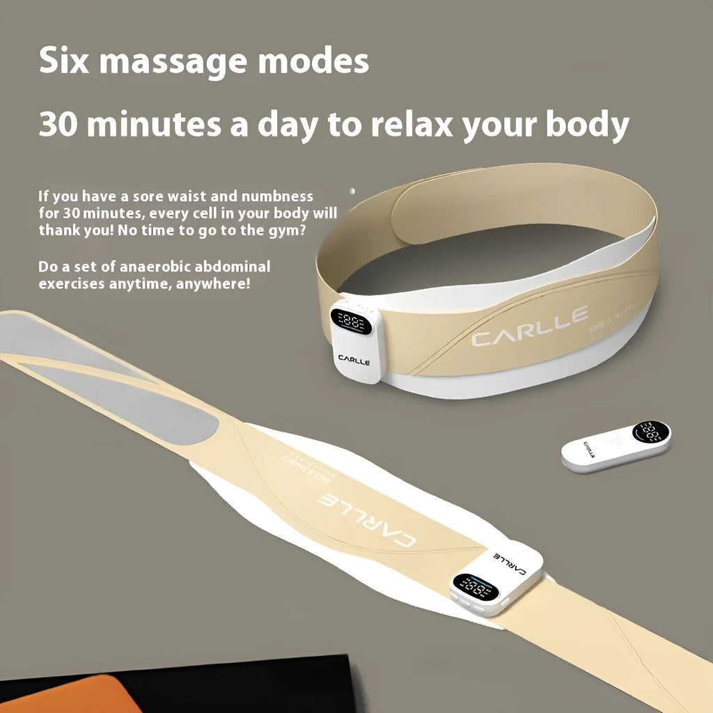 Beige rechargeable waist support belt with micro current and red light heating, remote control included