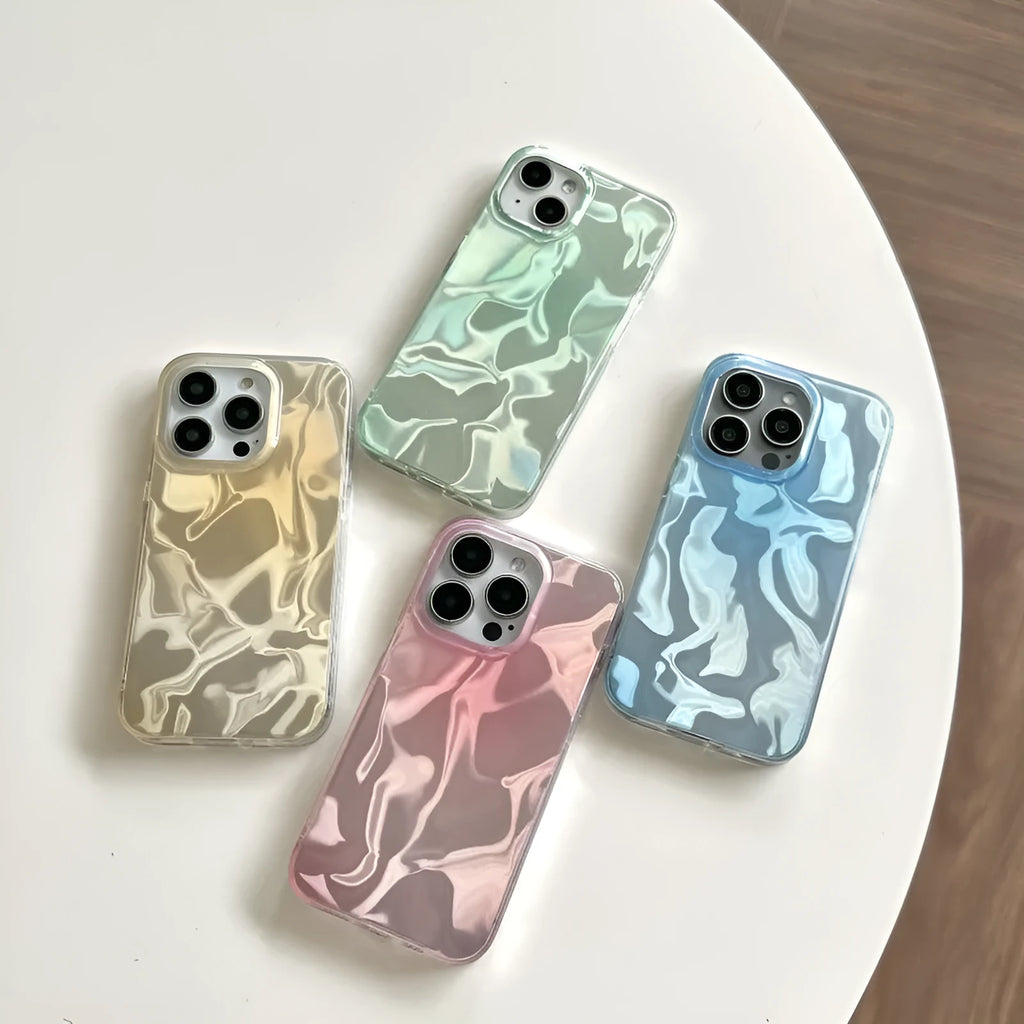 Gradient double layer water ripple TPU phone case in blue for iPhone 13 Pro Max