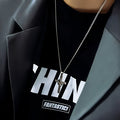 Dazzling silver geometric cross pendant necklace on titanium steel chain, 60cm length, punk style