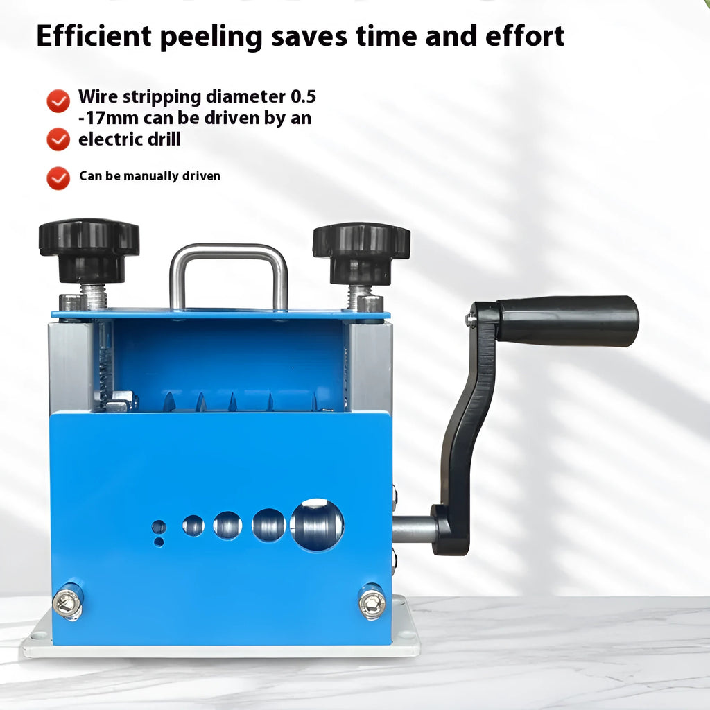 SD-017 manual wire stripping machine with adjustable dial for cable diameters from 0.5 to 17 millimetres.