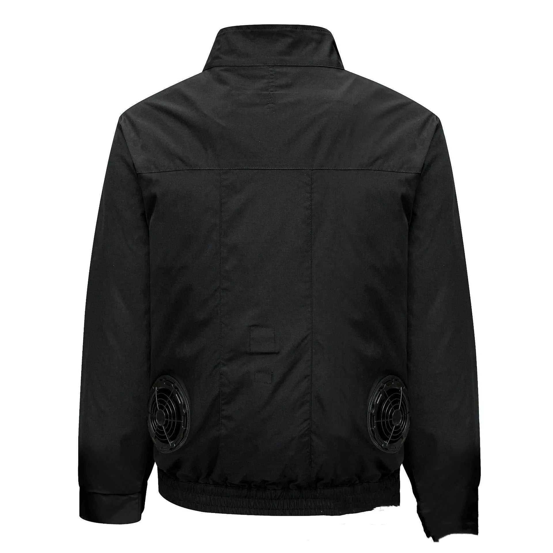 Men's black cooling work jacket with multiple ventilation holes for outdoor summer use
