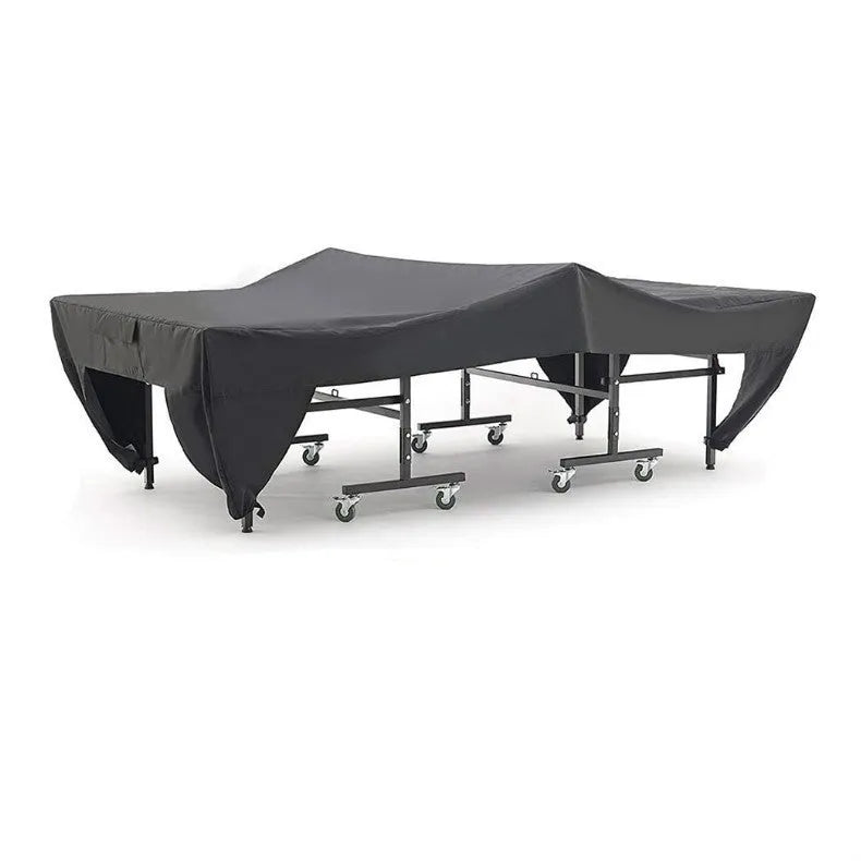Black polyester table tennis table cover sized 280x152x76cm for outdoor dust and waterproof protection