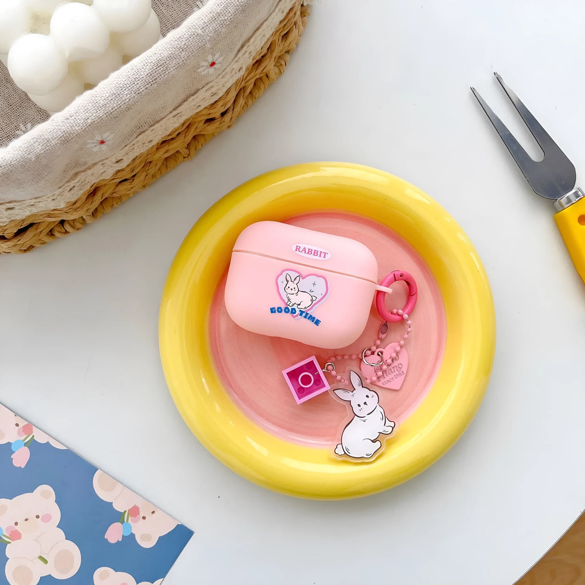 Frosted soft TPU earphone sleeve for Apple AirPods with carved cartoon design in candy colours
