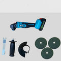 Mini 26V cordless angle grinder with lithium battery and three saw blades for cutting tiles and pipes