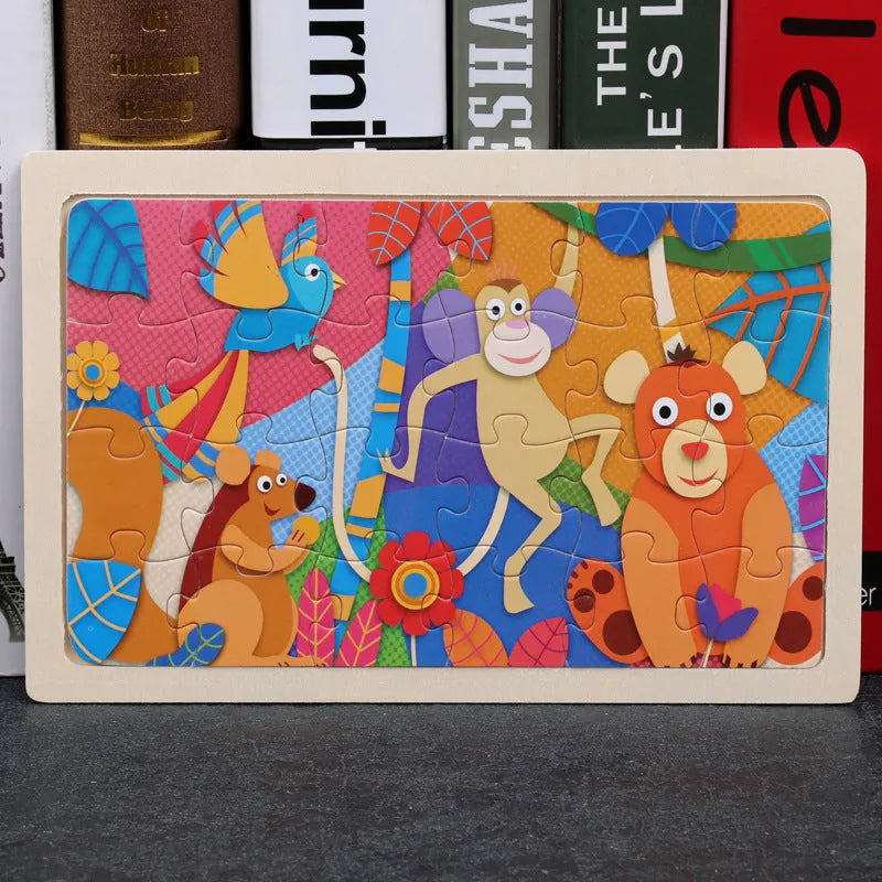 24-piece wooden jigsaw puzzle with Animal Paradise theme, 22.5 x 15 cm, for children