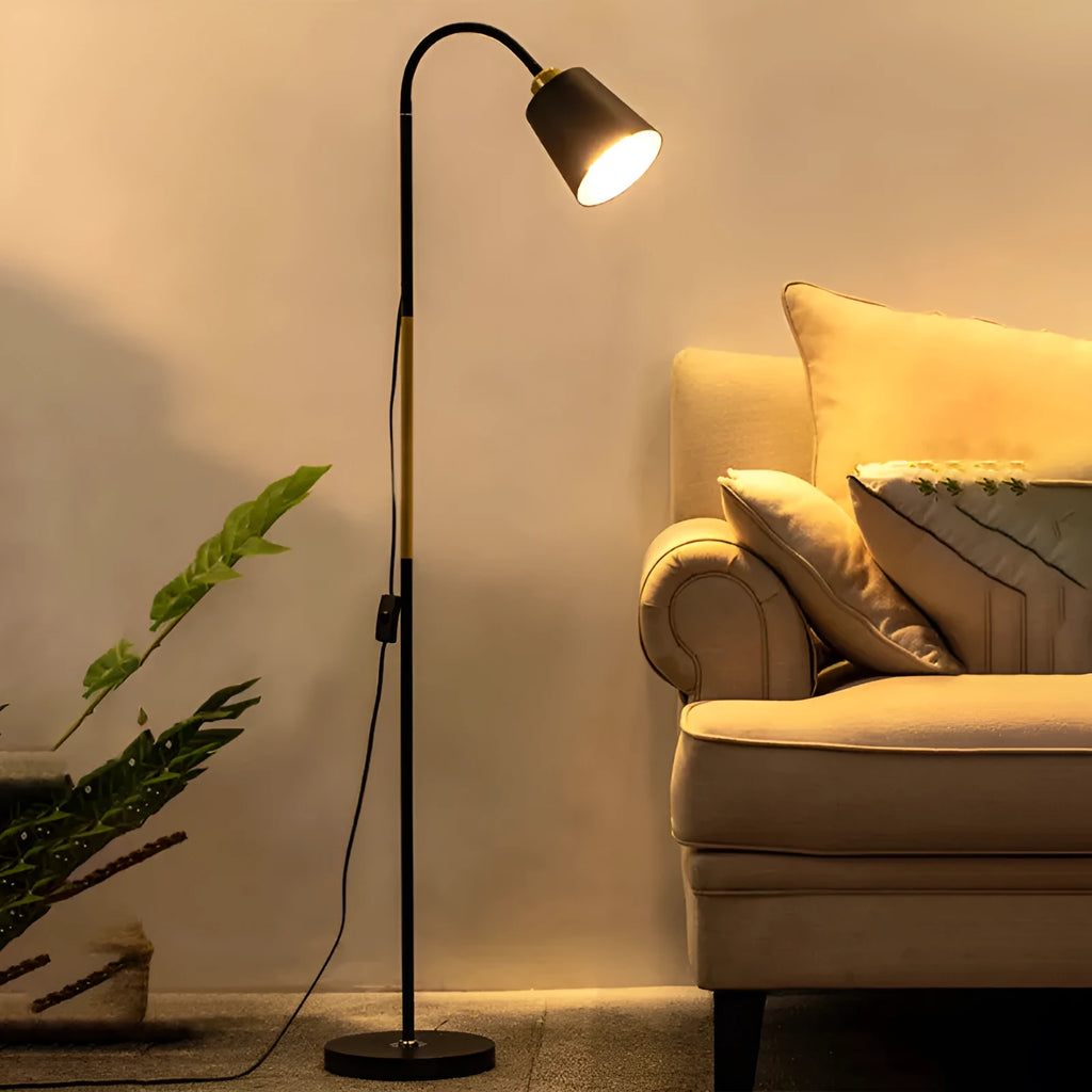 Nordic style floor lamp in black gold or platinum finish with 5W warm light