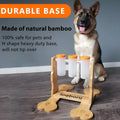 Wooden interactive dog puzzle feeder snack dispenser toy in natural wood colour