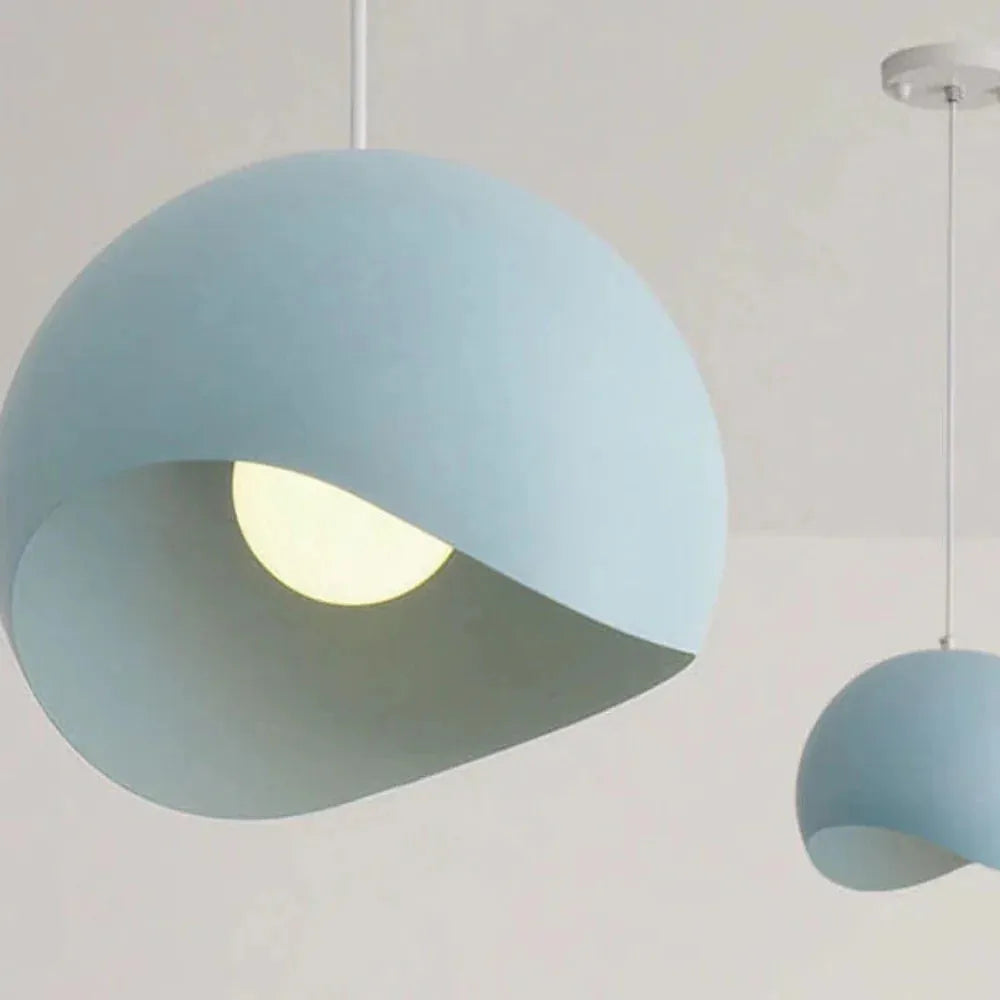 Simple creative iron lampshade pendant light 20cm diameter in black with LED bulb option