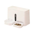 White pet intelligent feeding and drinking all-in-one machine with plastic construction, dimensions 420x175x280mm