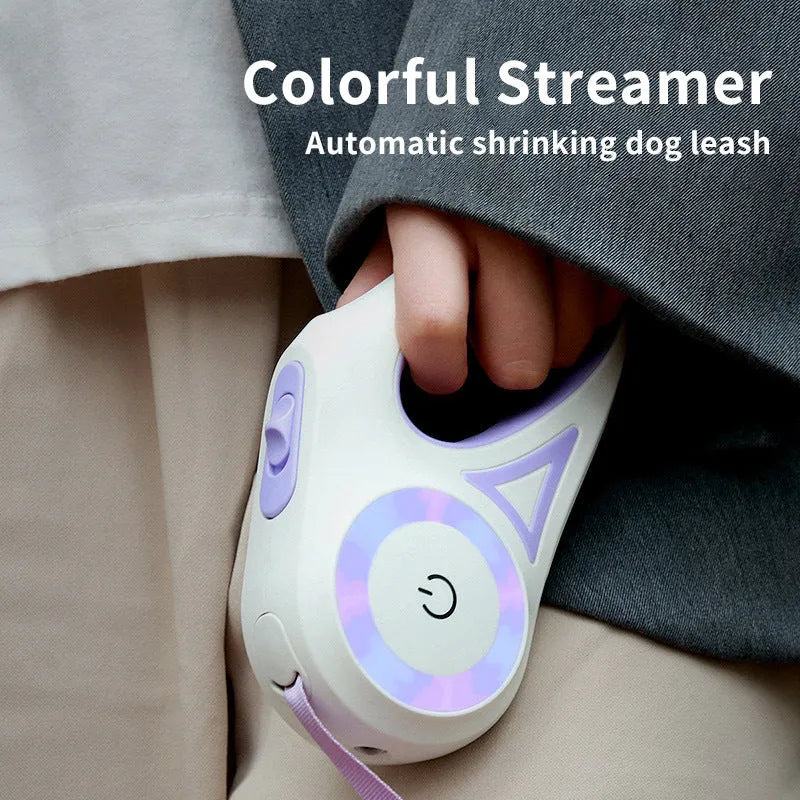Retractable dog leash with automatic telescopic cord and one-handed brake in Dream Purple colour