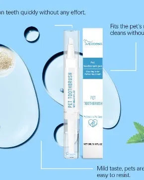 Pet toothbrush pen with soft silicone bristles and 3ml capacity tube for dog and cat dental care