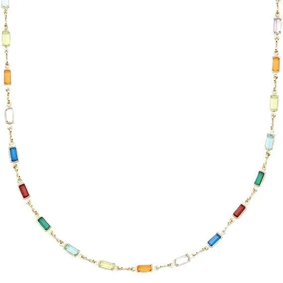Ladies' adjustable crystal necklace with geometric alloy pendant on 41-50cm chain