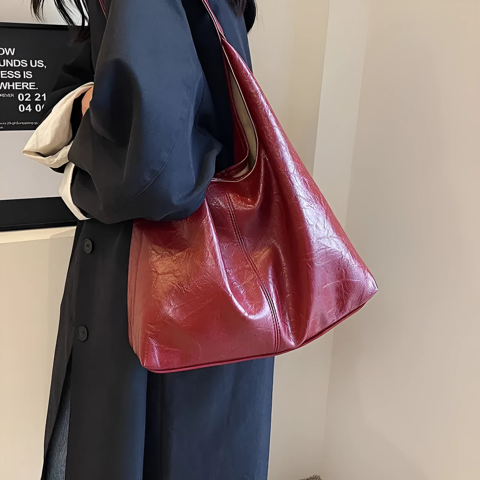 Soft leather shoulder bag with sandwich pocket exterior in multiple colour options