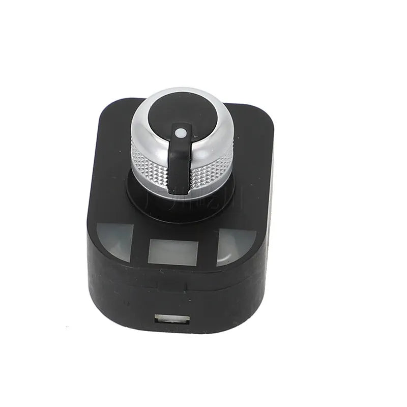 Black plastic reversing rearview mirror switch for Audi vehicles, side view showing button layout