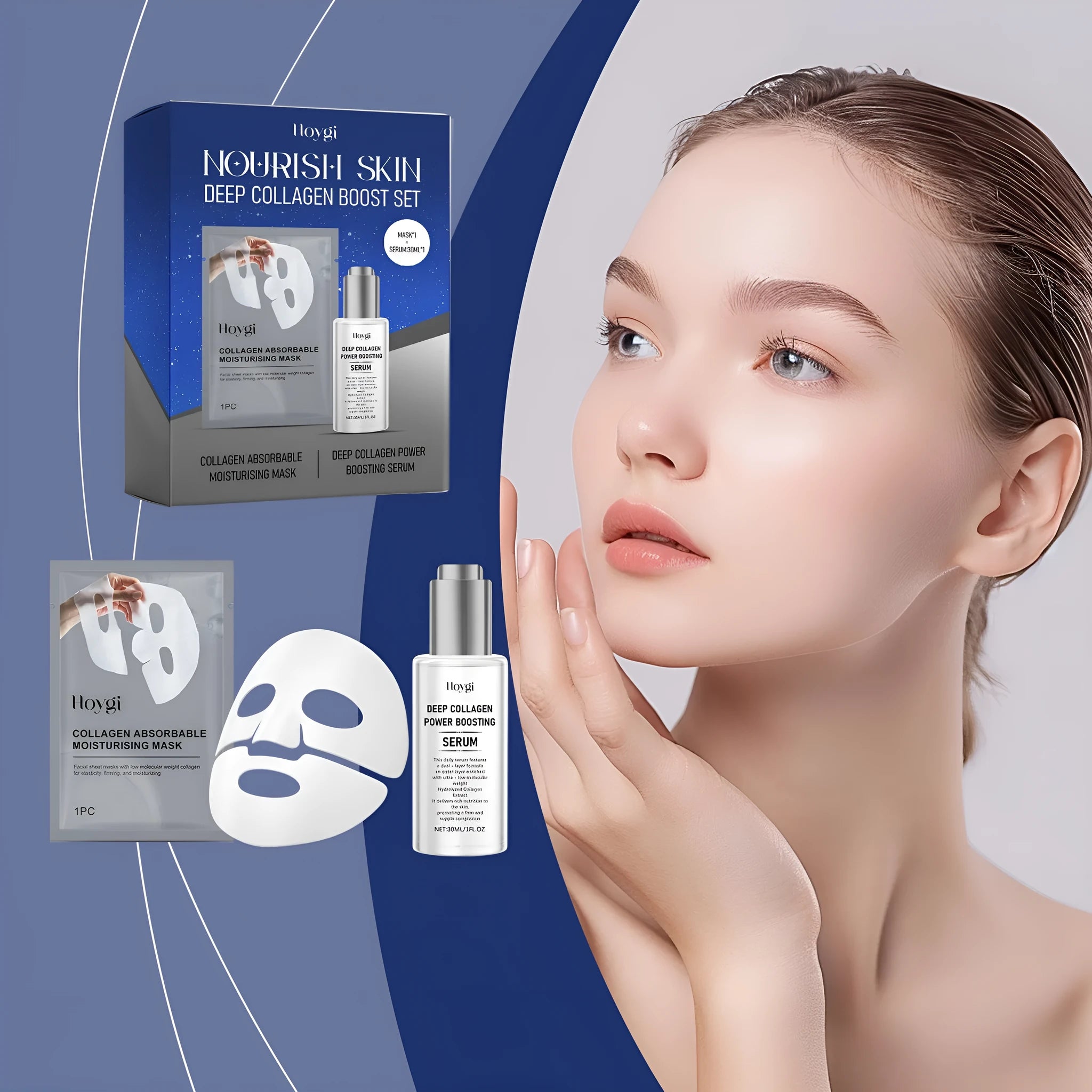 Collagen facial mask and 30ML essence bottle moisturising treatment set