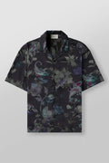 Men's printed casual short sleeve top in polyester with flower pattern, loose fit design