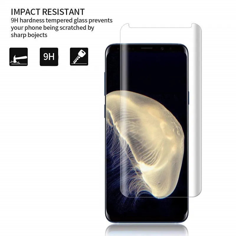 3DAllglue tempered glass screen protector for Samsung Galaxy S8 S9 Note smartphones with anti-fingerprint coating