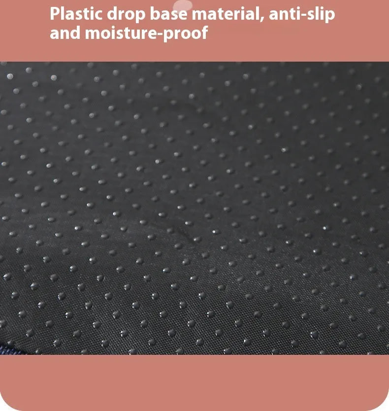 Brown removable sponge dog mat showing size and textured surface.