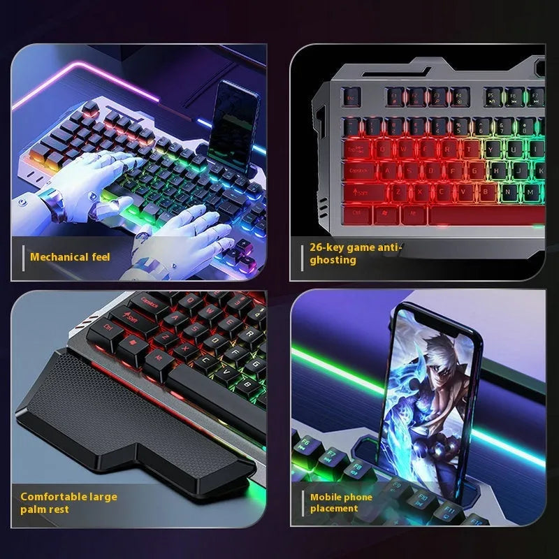 Aluminium mechanical keyboard with RGB backlighting and optional palm rest