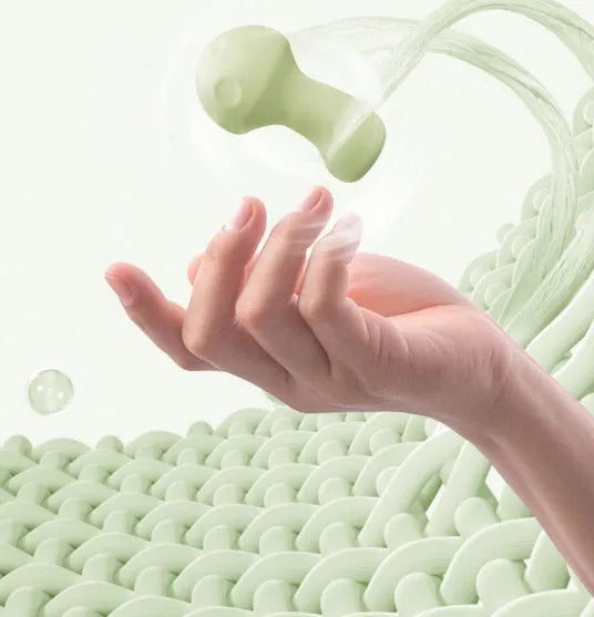 Green silicone mushroom vibrator with button control, a training toy for women
