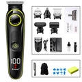Black KM-696 rechargeable USB hair clipper set with stainless steel blade and cleaning accessories