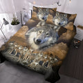 3 piece Wolf Pack duvet set in brown with 3D printed wolf design, microfiber comforter and two pillow shams